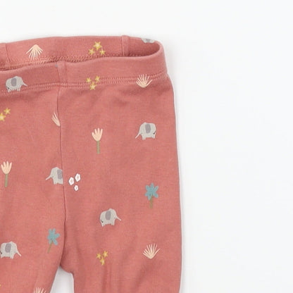 TU Baby Red Geometric Jersey Jogger Trousers Size 3-6 Months  - Elephant