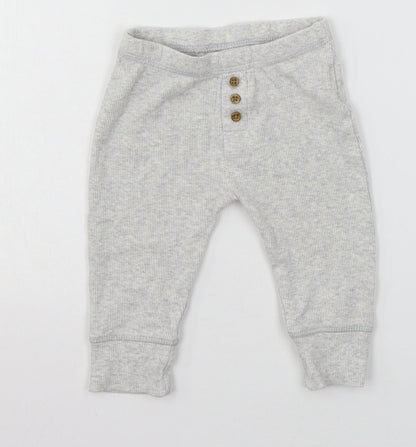 Marks and Spencer Girls Grey  Jersey Jogger Trousers Size 6-9 Months