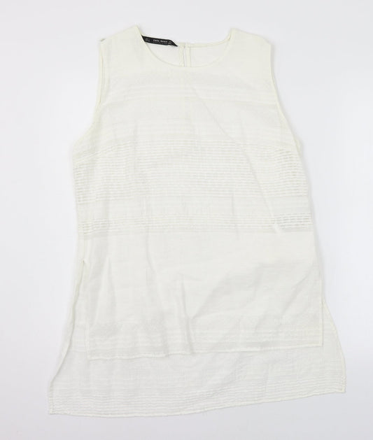 Womens UK Size L Zara White Basic Blouse