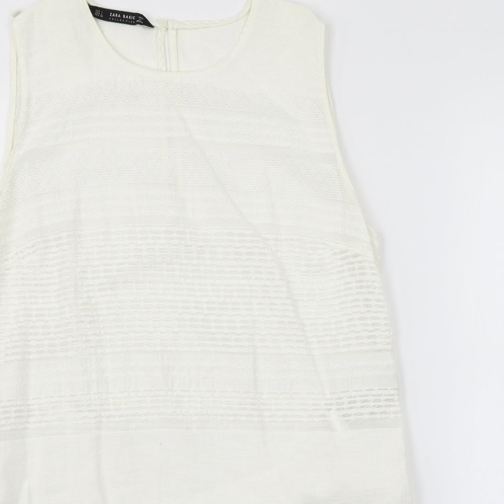 Womens UK Size L Zara White Basic Blouse