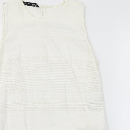 Womens UK Size L Zara White Basic Blouse