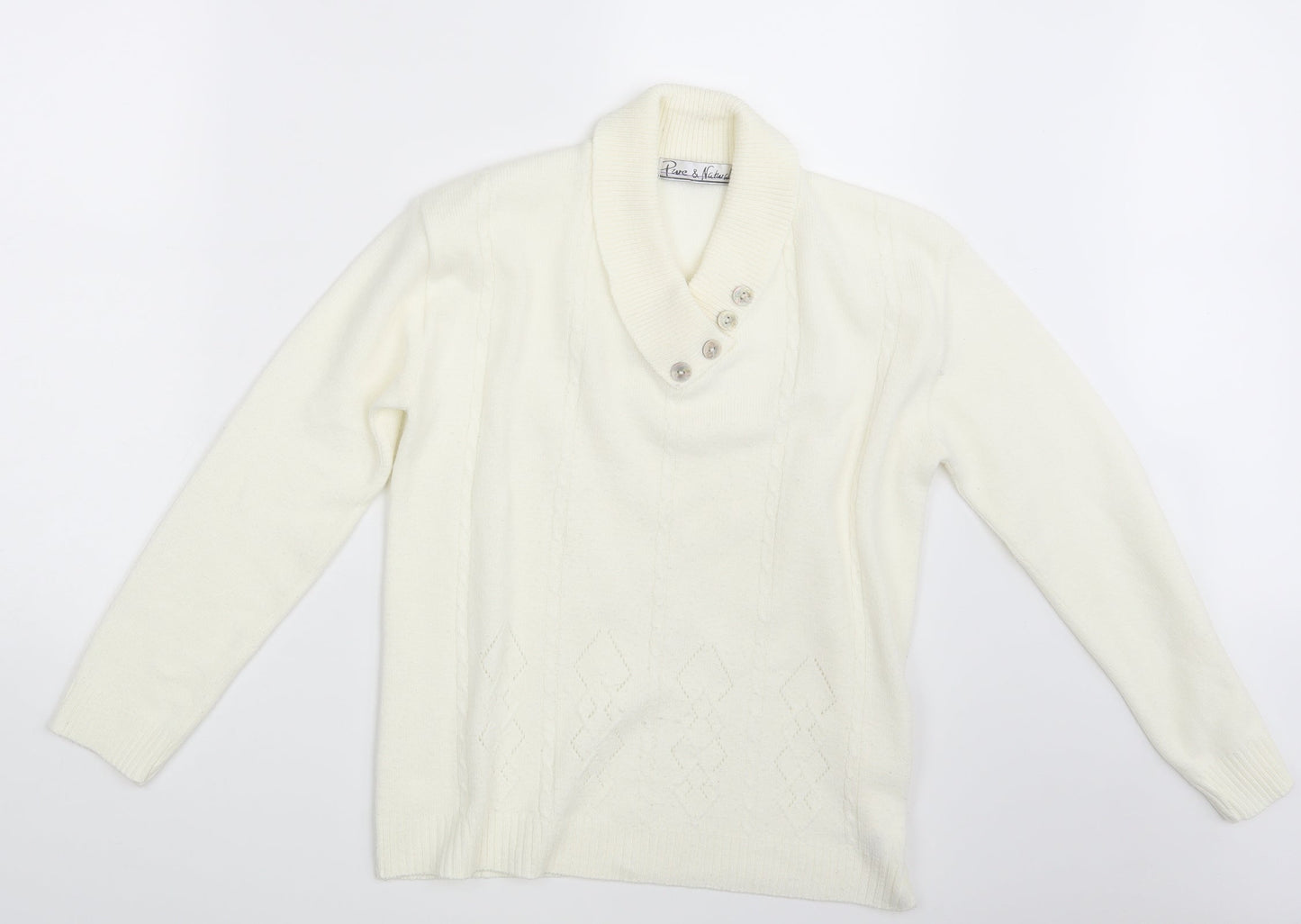 Womens UK Size One Size Pure & Natural Ivory Pullover Jumper