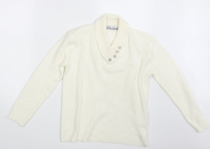 Womens UK Size One Size Pure & Natural Ivory Pullover Jumper