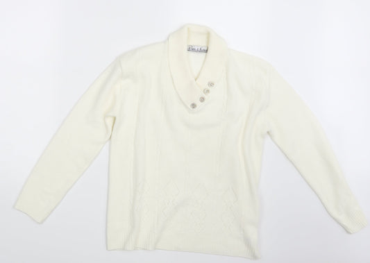 Womens UK Size One Size Pure & Natural Ivory Pullover Jumper