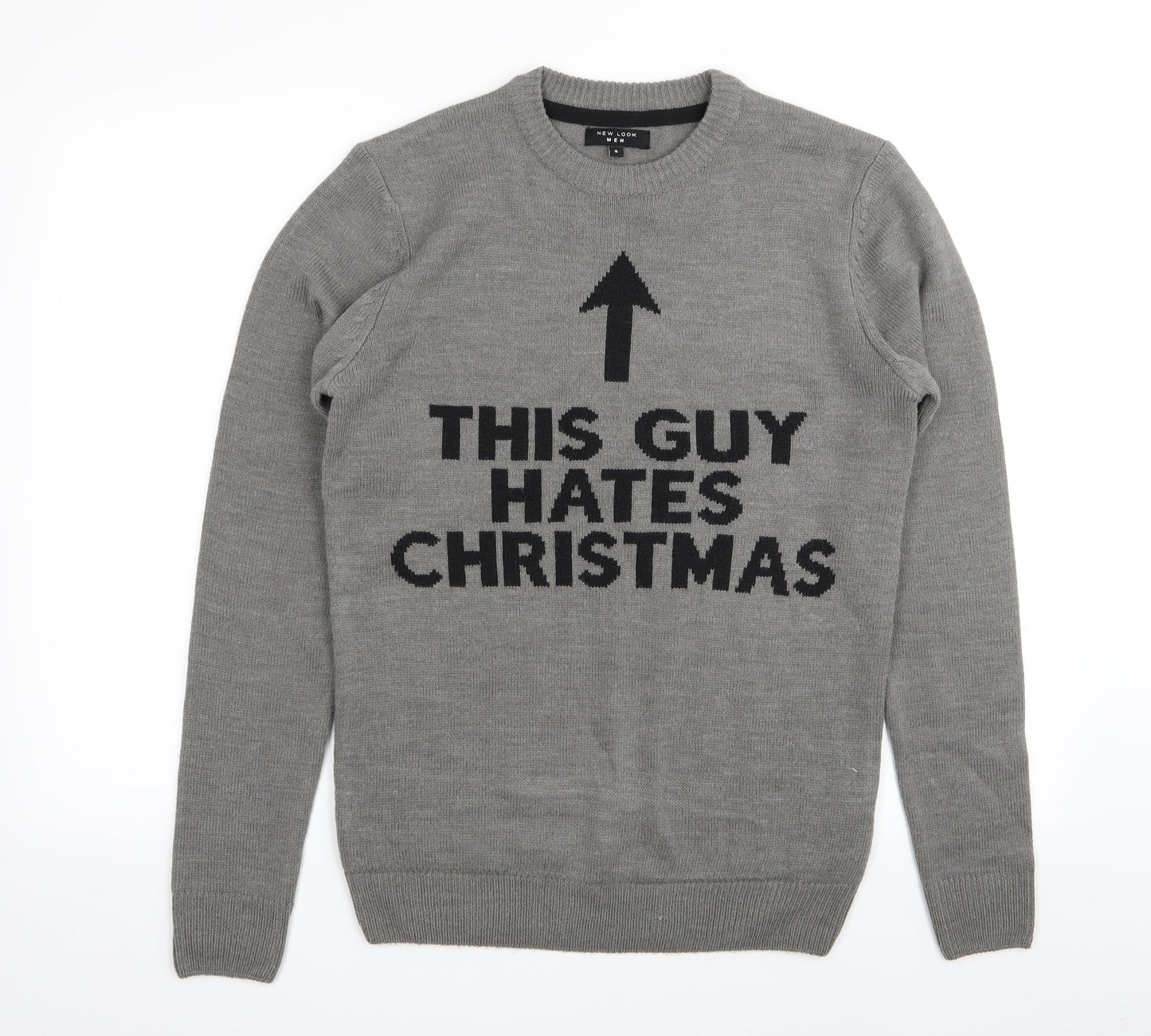 new look men Mens Grey   Pullover Jumper Size S  - christmas jumper