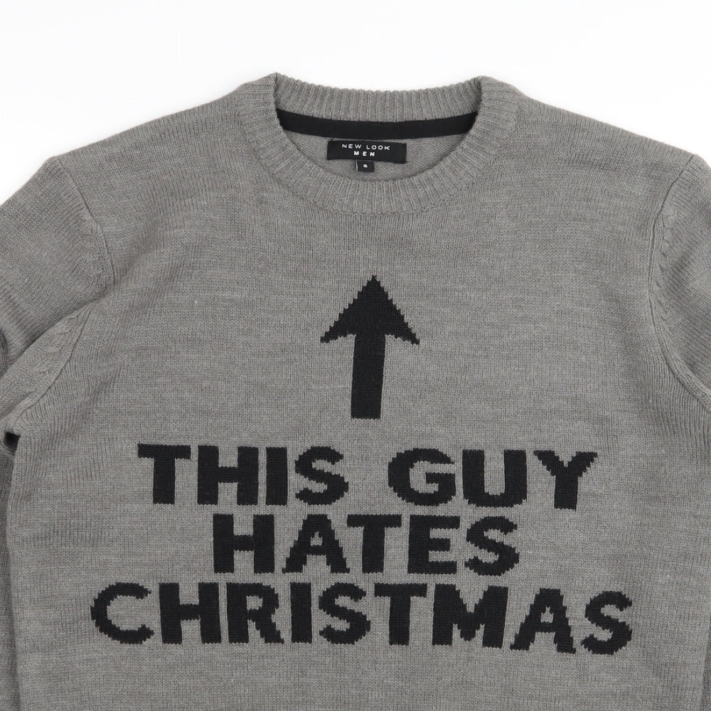 new look men Mens Grey   Pullover Jumper Size S  - christmas jumper