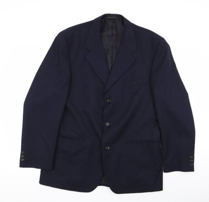 Mens UK Size 42 Pinstripe Regular Blue Suit Jacket