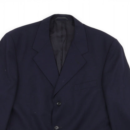 Mens UK Size 42 Pinstripe Regular Blue Suit Jacket