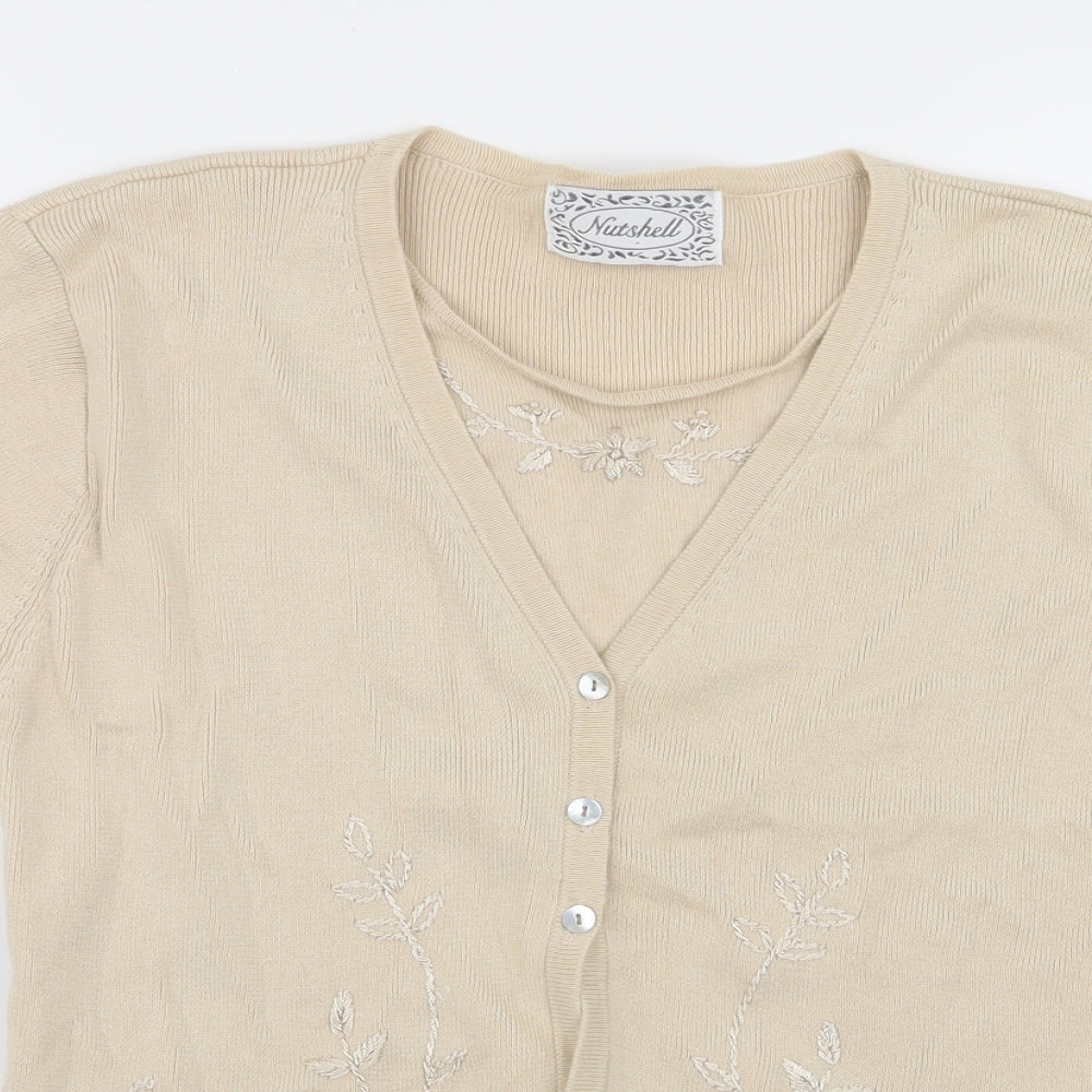 Womens UK Size S nutshell Beige Cardigan Jumper