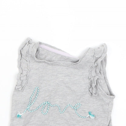 M&S Girls Grey   Basic Tank Size 3-4 Years  - Love
