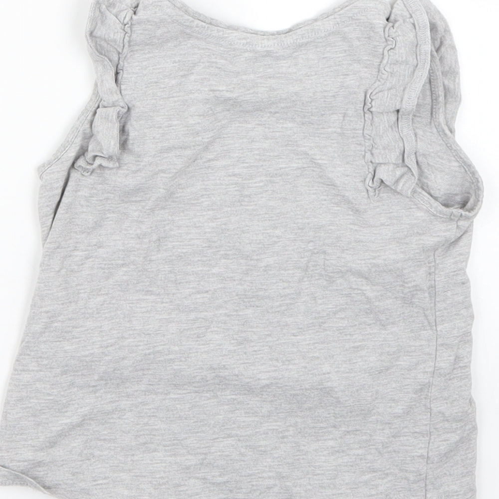 M&S Girls Grey   Basic Tank Size 3-4 Years  - Love