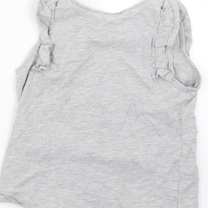 M&S Girls Grey   Basic Tank Size 3-4 Years  - Love