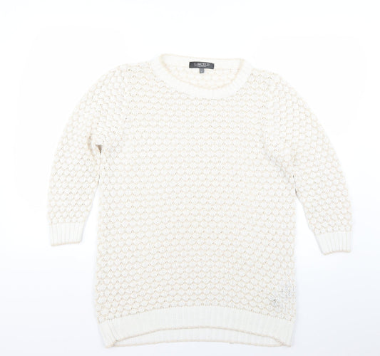 Limited Collection Womens White Argyle/Diamond Knit Pullover Jumper Size 12