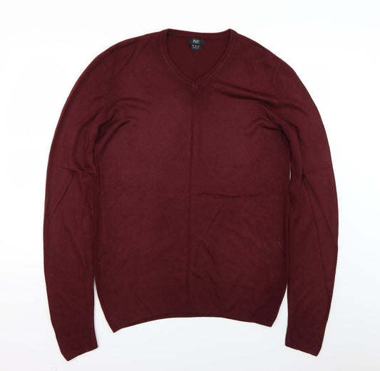 F&F Mens Red   Henley Jumper Size M