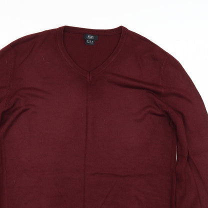 F&F Mens Red   Henley Jumper Size M