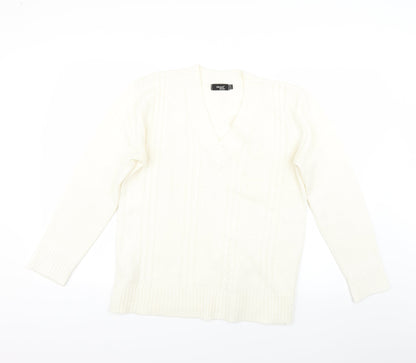 Womens UK Size M Glimpse Design Beige Pullover Jumper