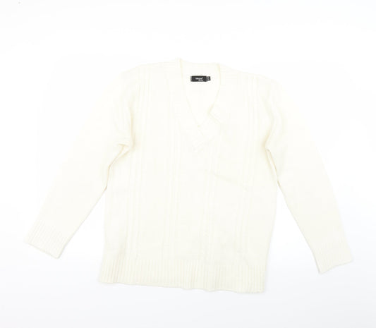 Womens UK Size M Glimpse Design Beige Pullover Jumper