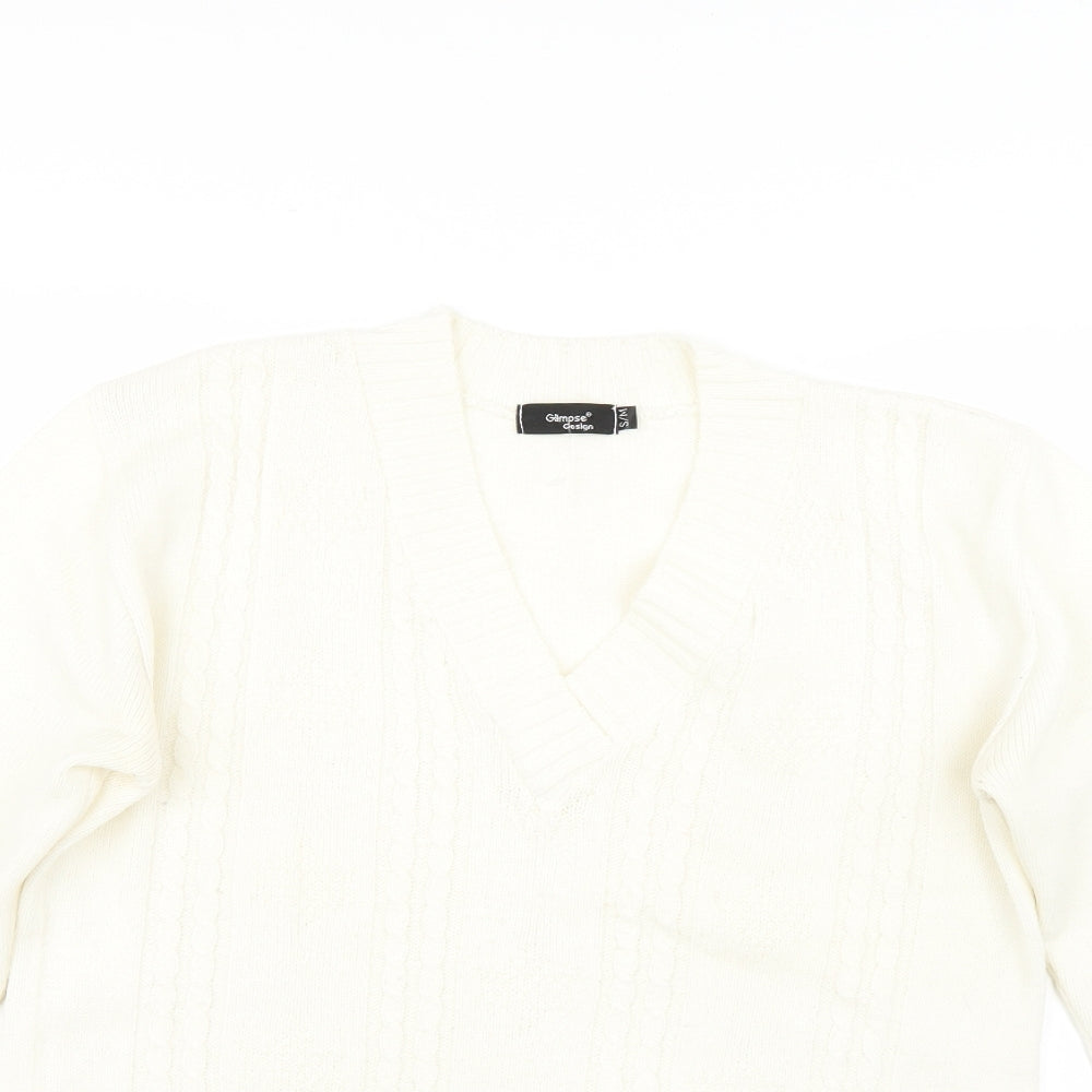 Womens UK Size M Glimpse Design Beige Pullover Jumper