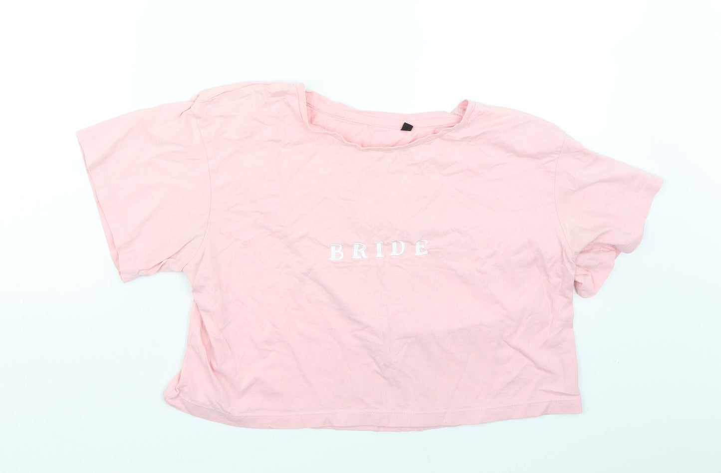 Womens UK Size M Preworn Pink Cropped T-Shirt