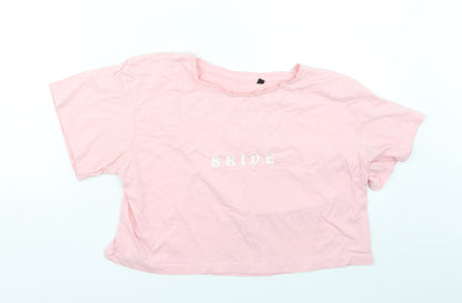 Womens UK Size M Preworn Pink Cropped T-Shirt