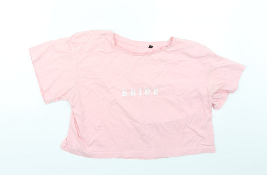 Womens UK Size M Preworn Pink Cropped T-Shirt