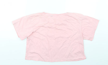 Womens UK Size M Preworn Pink Cropped T-Shirt
