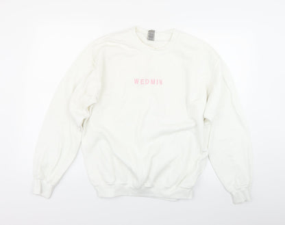 Gildan Womens White   Pullover Sweatshirt Size M