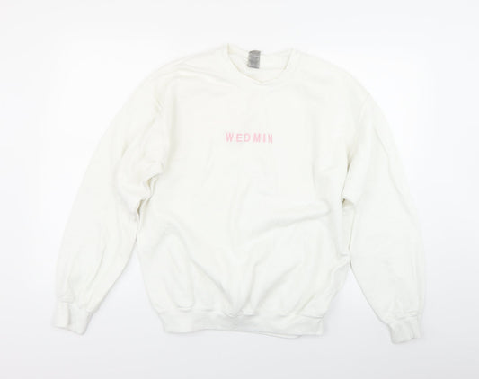 Gildan Womens White   Pullover Sweatshirt Size M