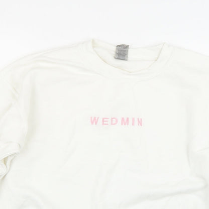 Gildan Womens White   Pullover Sweatshirt Size M