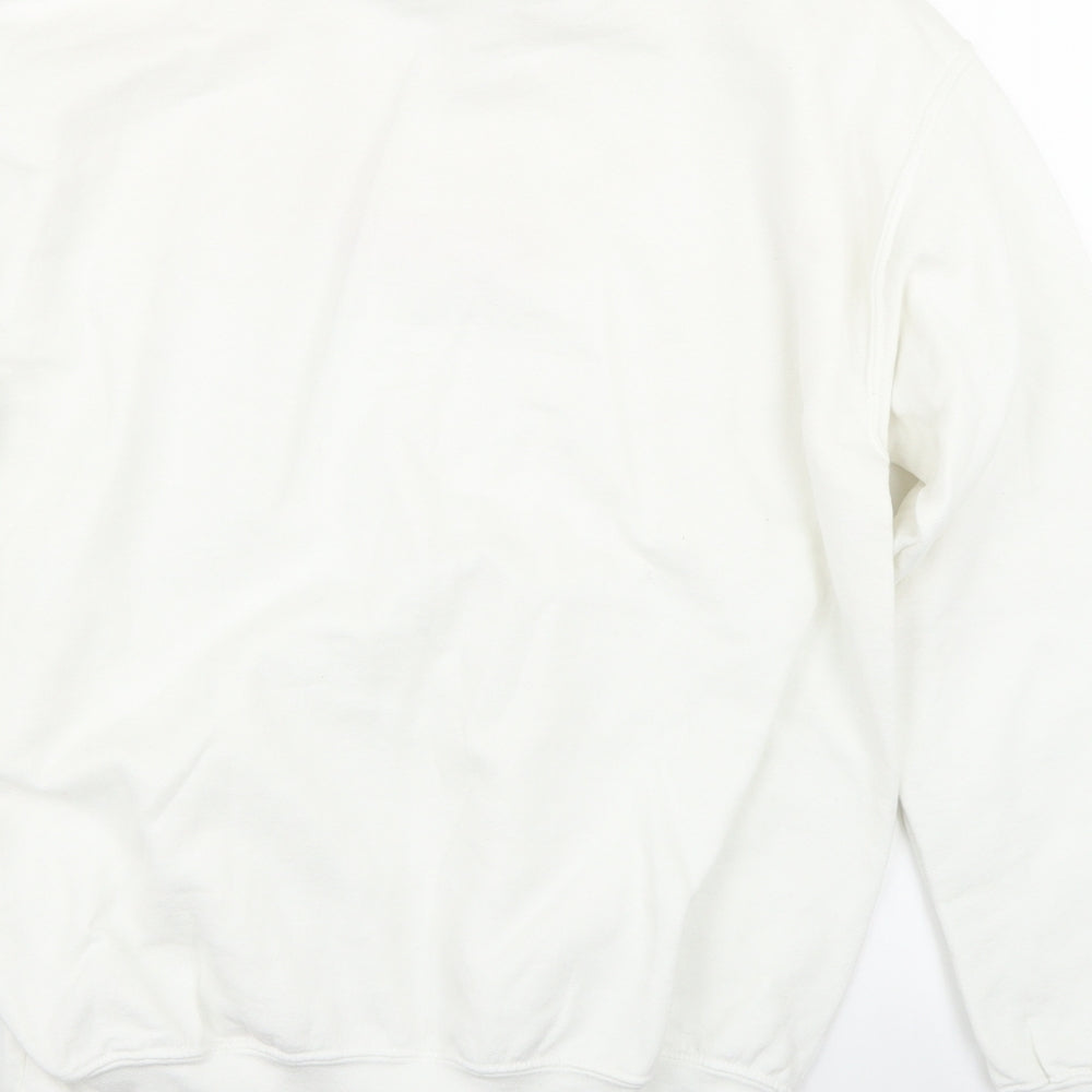 Gildan Womens White   Pullover Sweatshirt Size M