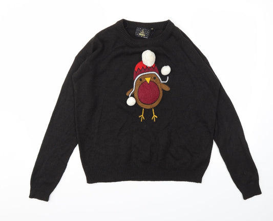 BRAVE SOUL  Womens Black Animal Print  Pullover Jumper Size 12