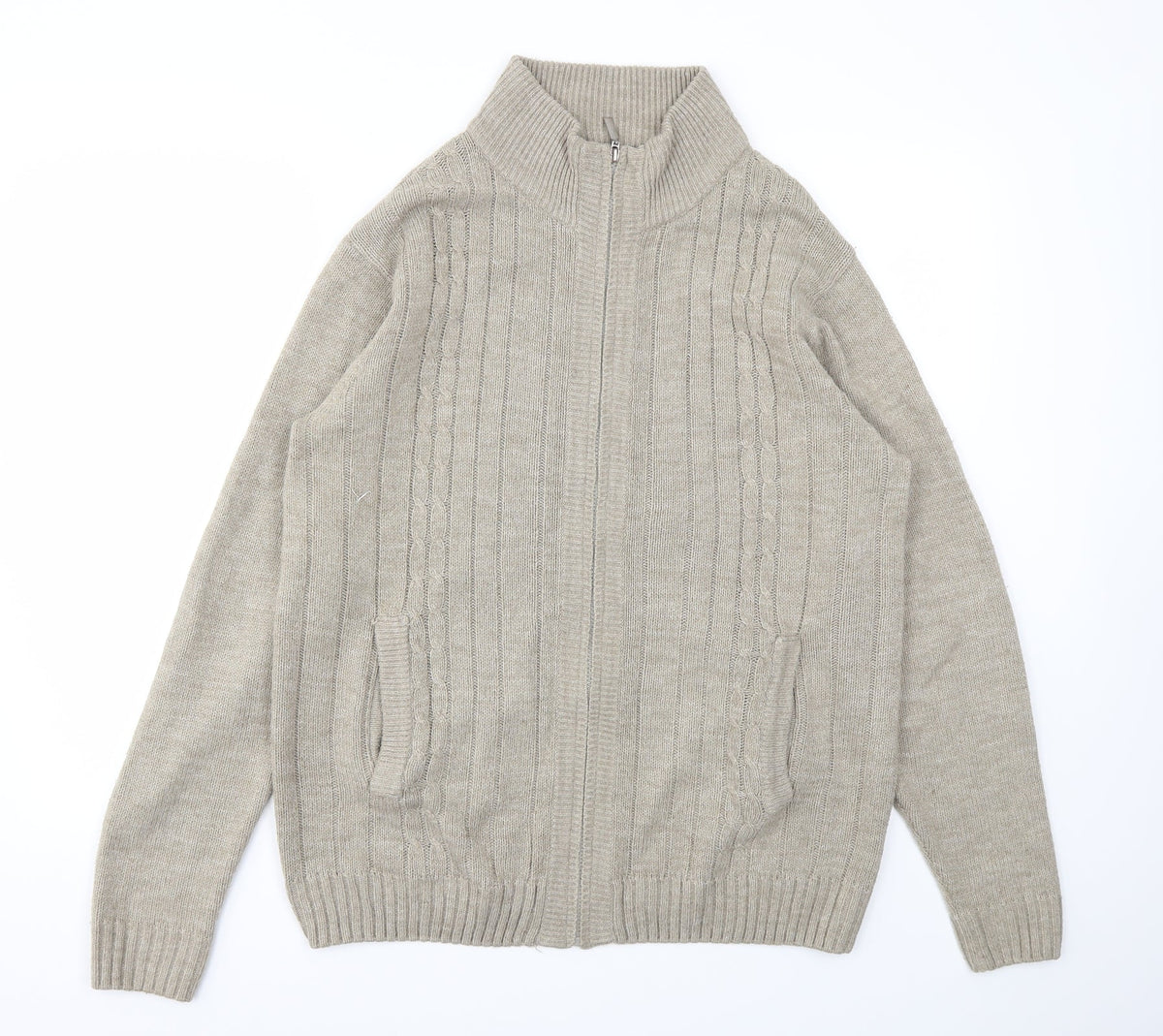 PREMIER MAN Mens Beige   Full Zip Sweatshirt Size M