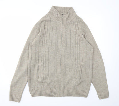 PREMIER MAN Mens Beige   Full Zip Sweatshirt Size M