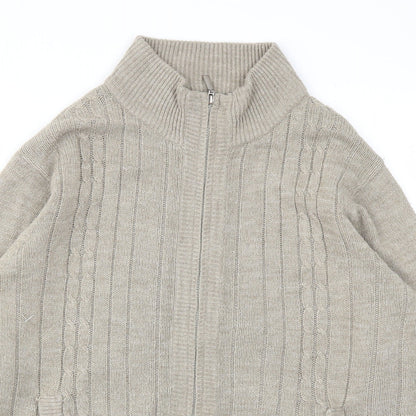 PREMIER MAN Mens Beige   Full Zip Sweatshirt Size M