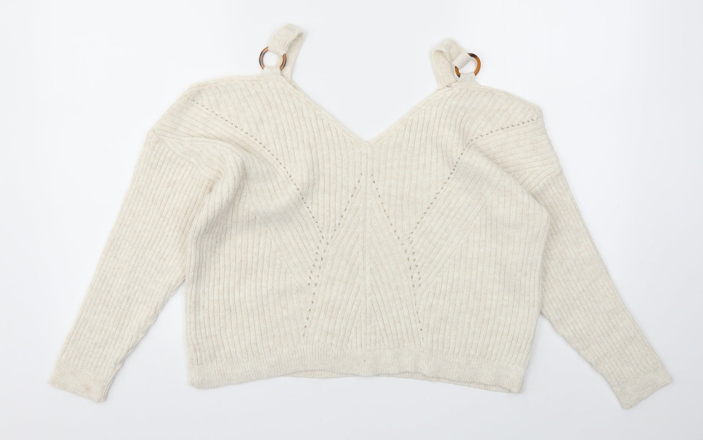 Womens UK Size 10 Miss Selfridge Beige Pullover Jumper