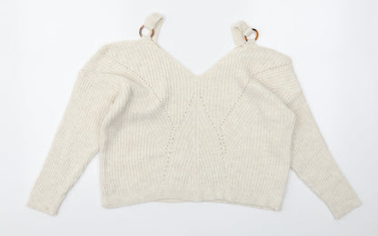 Womens UK Size 10 Miss Selfridge Beige Pullover Jumper