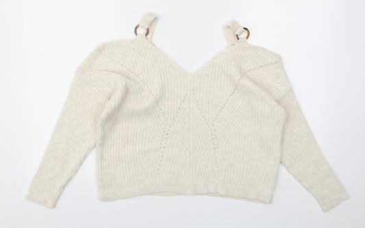 Womens UK Size 10 Miss Selfridge Beige Pullover Jumper