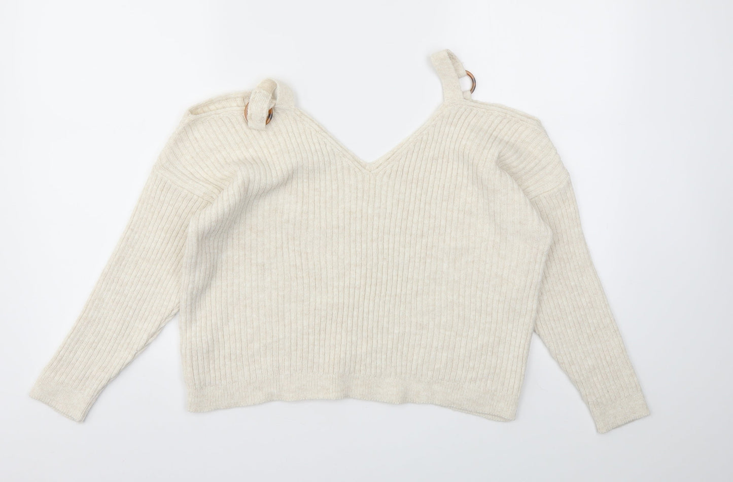 Womens UK Size 10 Miss Selfridge Beige Pullover Jumper
