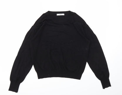 Womens UK Size S Mango Black Basic T-Shirt