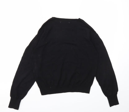 Womens UK Size S Mango Black Basic T-Shirt