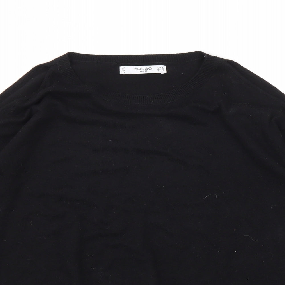 Womens UK Size S Mango Black Basic T-Shirt