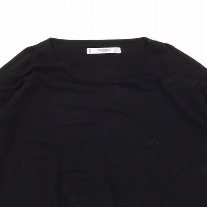 Womens UK Size S Mango Black Basic T-Shirt