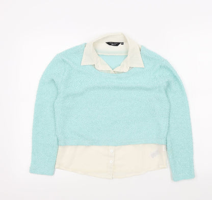 New Look Girls Green Colourblock  Pullover Jumper Size 10-11 Years