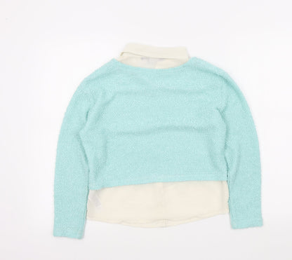 New Look Girls Green Colourblock  Pullover Jumper Size 10-11 Years