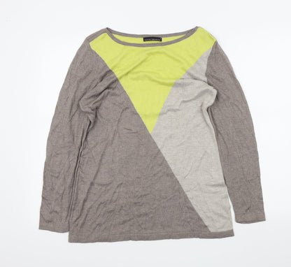 david emanuel Womens White Geometric  Pullover Jumper Size S