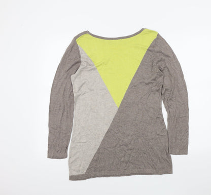 david emanuel Womens White Geometric  Pullover Jumper Size S