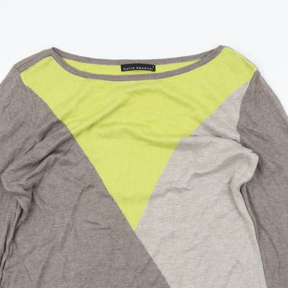 david emanuel Womens White Geometric  Pullover Jumper Size S