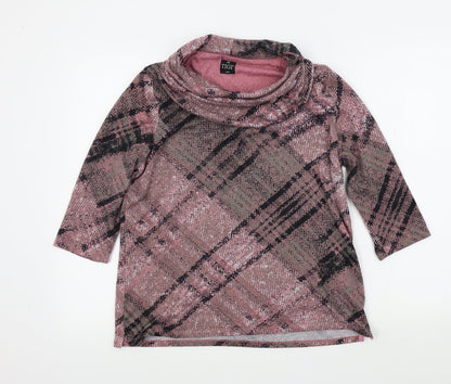 TIGGI Womens Pink Geometric  Pullover Jumper Size 14