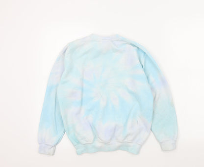 Gildan Girls Blue Colourblock  Pullover Jumper Size M