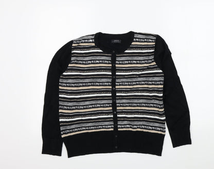 Womens UK Size 14 Papaya Black Cardigan Jumper